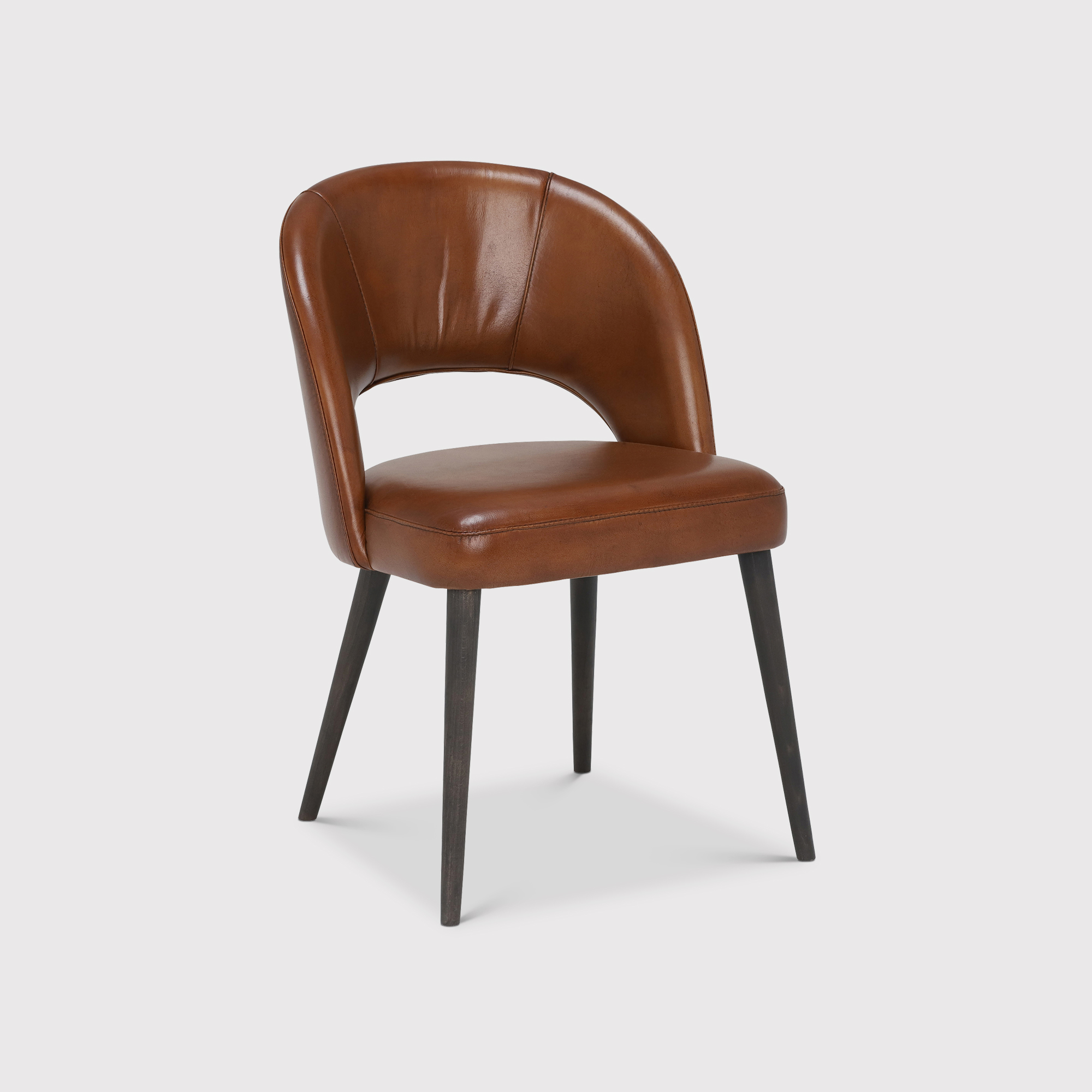 Pure Furniture Beck Dining Chair, Brown Leather | Barker & Stonehouse