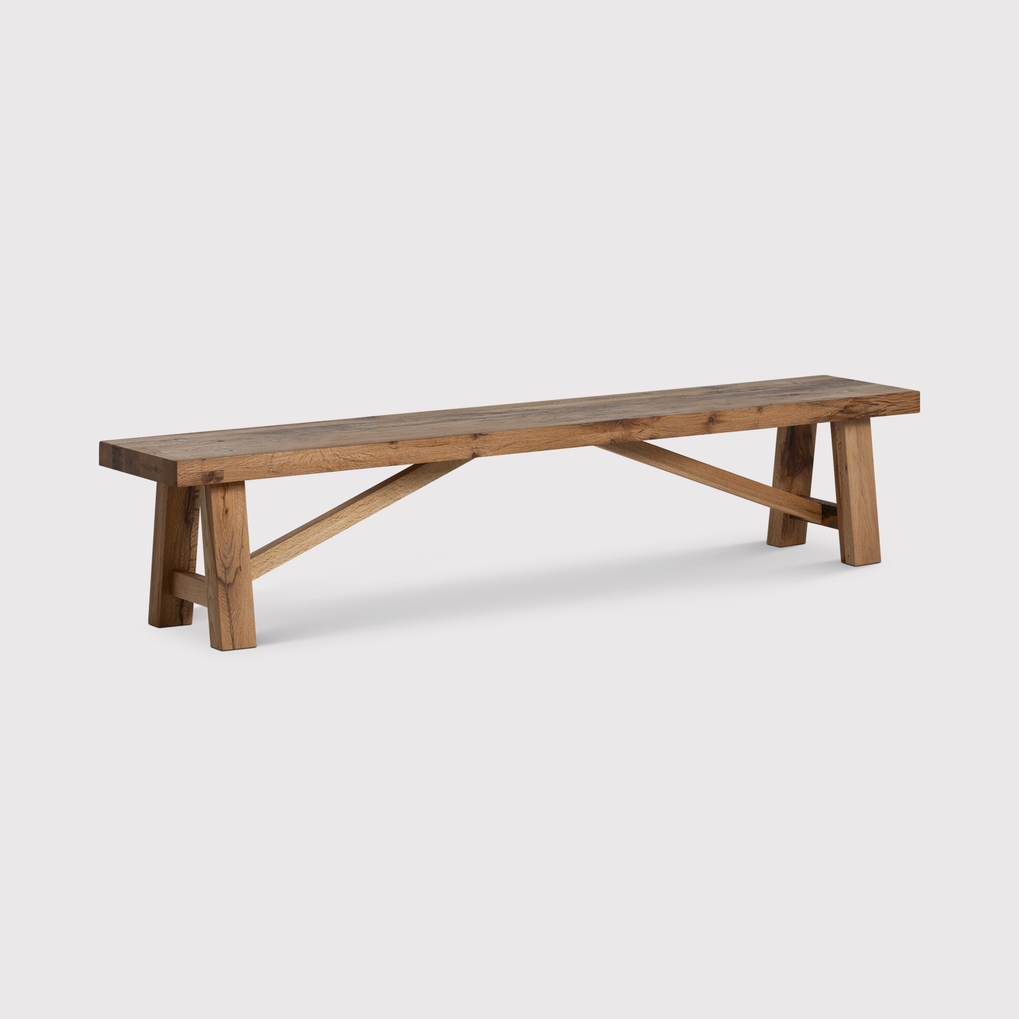 Pure Furniture Canterbury Bench 220cm, Brown Oak | Barker & Stonehouse