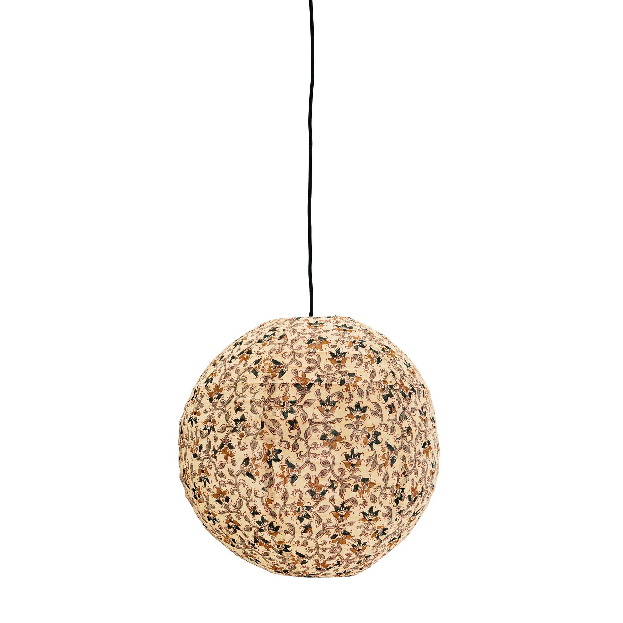 Printed Cotton Pendant Light, Neutral Fabric | Barker & Stonehouse