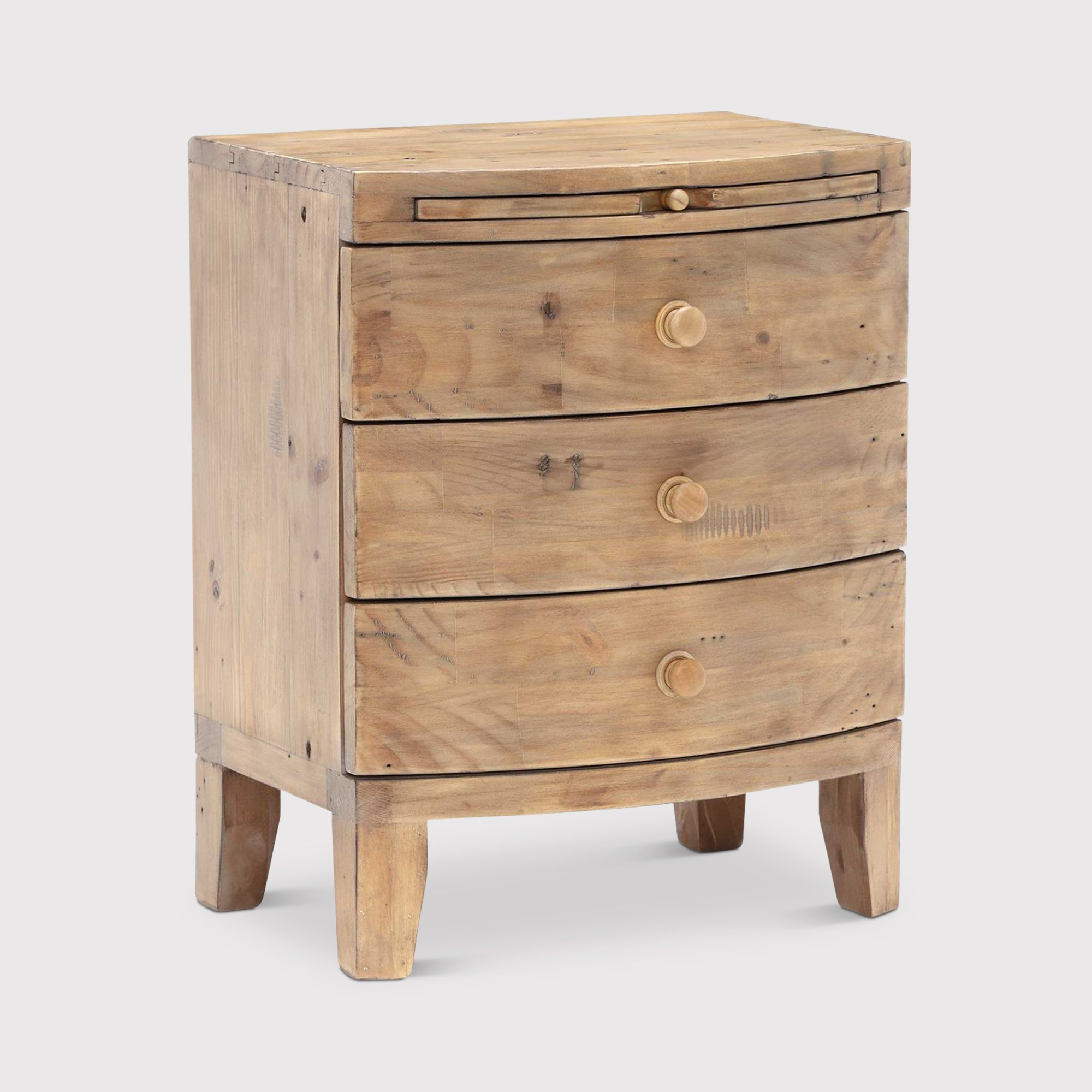 Lewes 3 Drawer Wide Bedside Table, Neutral Wood | Barker & Stonehouse