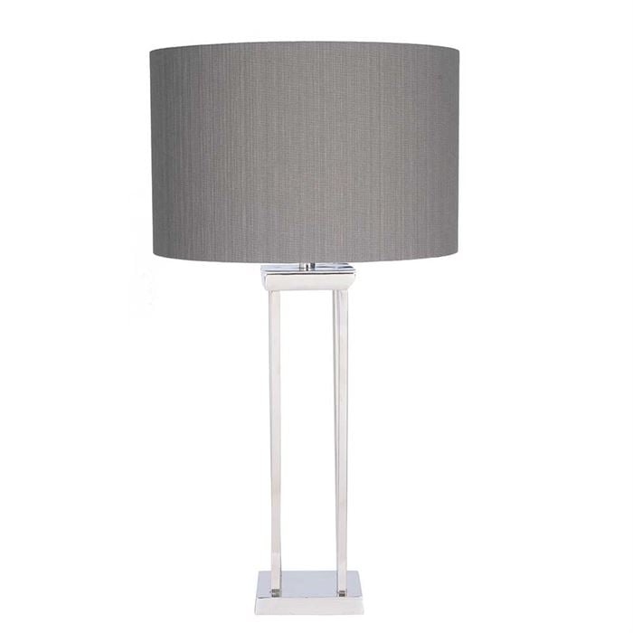 Nickel 4 Post Table Lamp, Silver Metal | Barker & Stonehouse