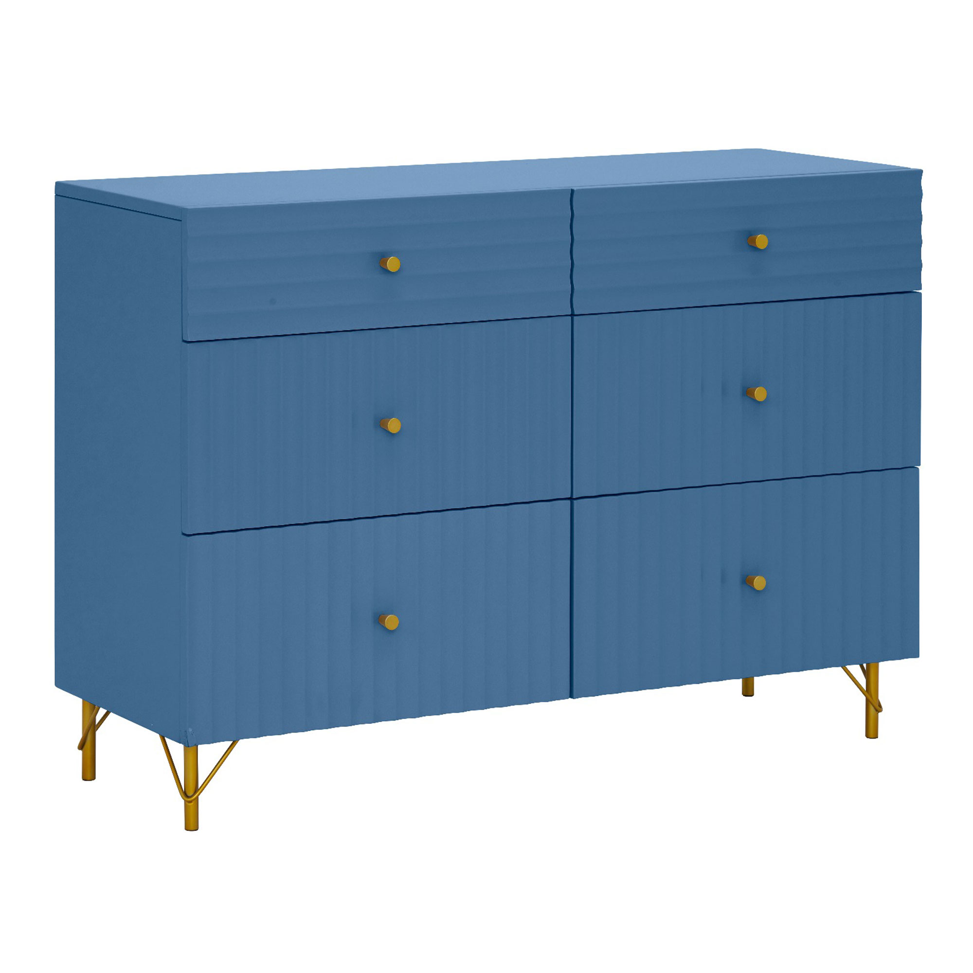 Painted Collection Quinn 6 Drawer Wide Chest, Blue 05 - Barker & Stonehouse