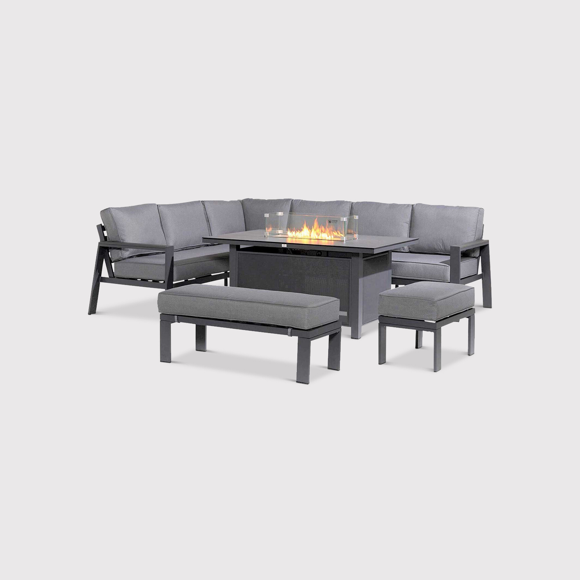 Donnalee bay dark gray deals round fire pit table