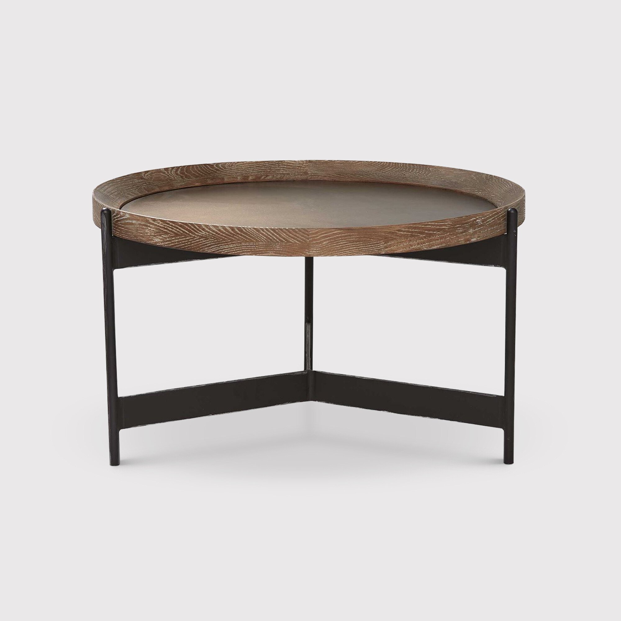 Zeke Edward Round Side Table 65cm, Brown Metal | Barker & Stonehouse